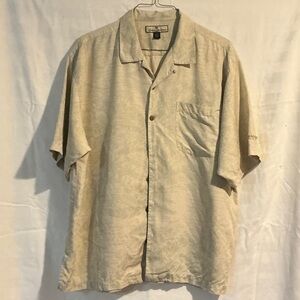 Tommy Bahama Men's Light Beige Short-Sleeve Button-Down Shirt